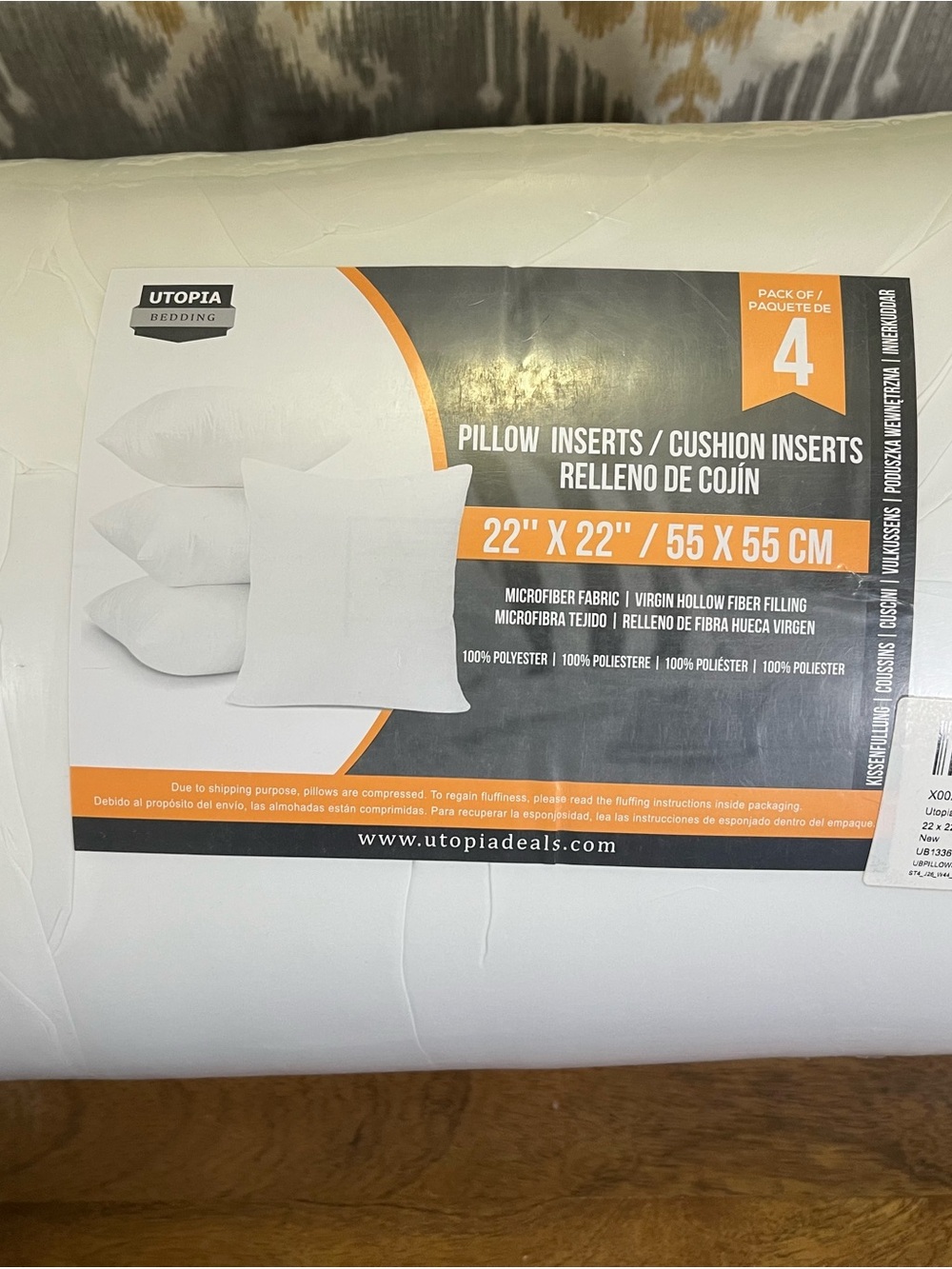 Utopia White Pillow Inserts - Pack of 4 (22" x 22")